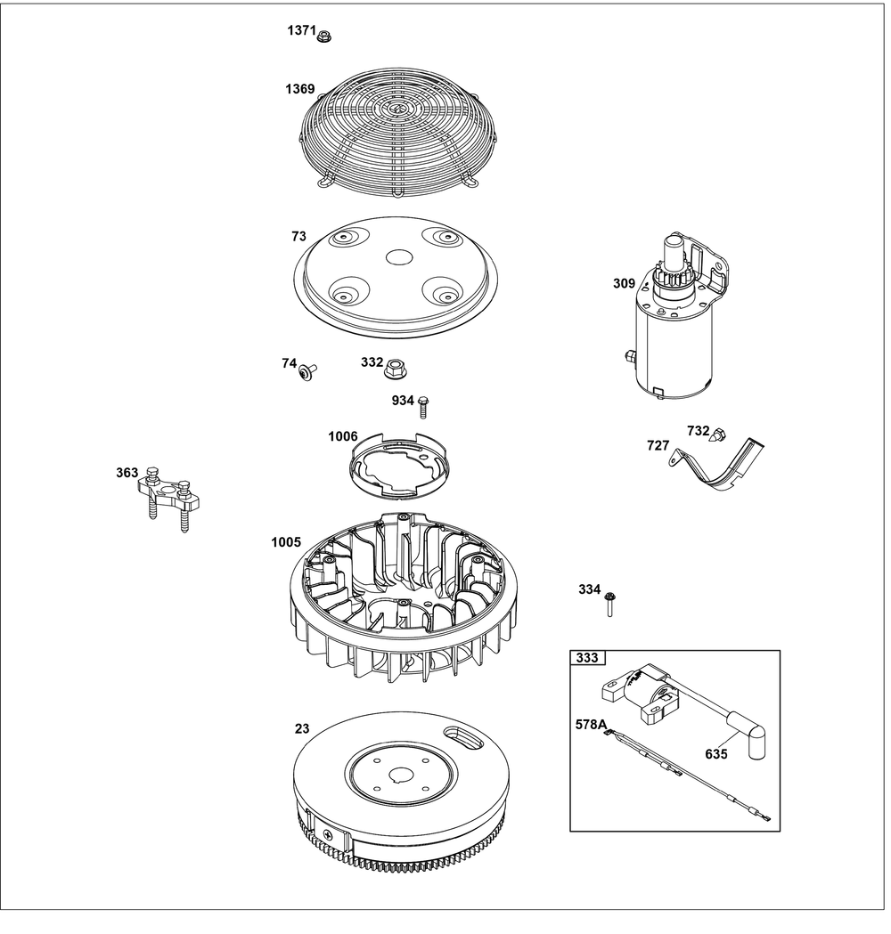 Flywheel/Ignition/Starter Group Diagram and Parts List for 386777-0144-G1 200000 - 399999 Briggs and Stratton Engine